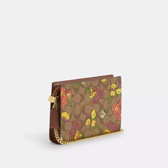 Coach Slim Crossbody In Signature Canvas w/ Floral Print Gold Tone Hardware - Picture 12 of 16